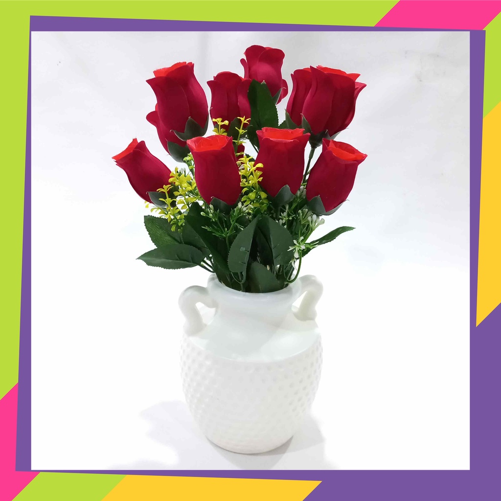 1860D2 / Pot bunga plastik dekorasi / Vas bunga hias tanaman artificial