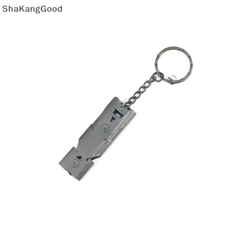 Skid al Tabung Ganda Survival Whistle Portable Stainless Steel Gantungan Kunci Outdoor Tools Training Whistle Untuk Camping Hiking SKK