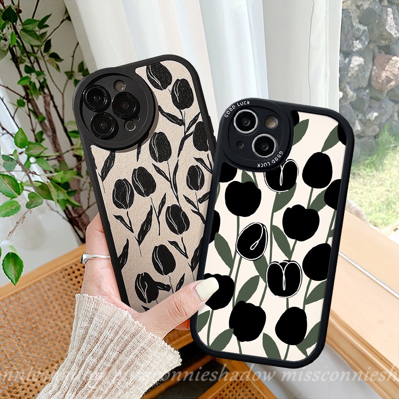 Case Untuk Samsung A23 A12 A20 A13 A03s A04s A54 A50 A04 A34 A14 A10s A73 A02s A32 A03 A11 A53 A51 A52 A50s A33 A30s A21s A20s A52s A22 A72 Vintage Tulip Flowers Soft TPU Cover