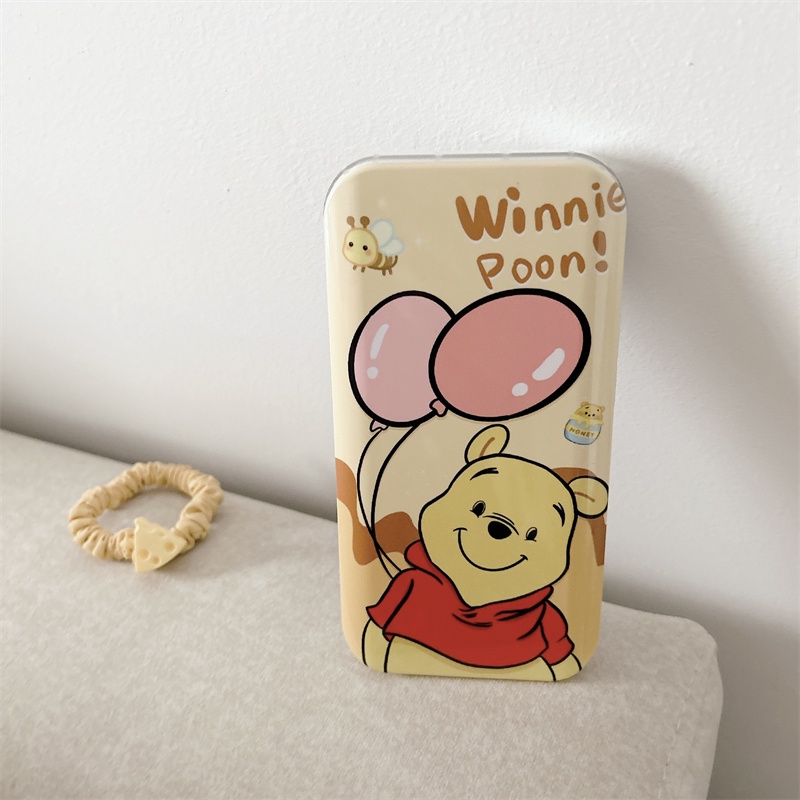 IPHONE Casing Cover Geser Motif Kartun Winnie Bear Untuk Iphone14 13 12 11 Pro Max Casing Pelindung Cermin Geser