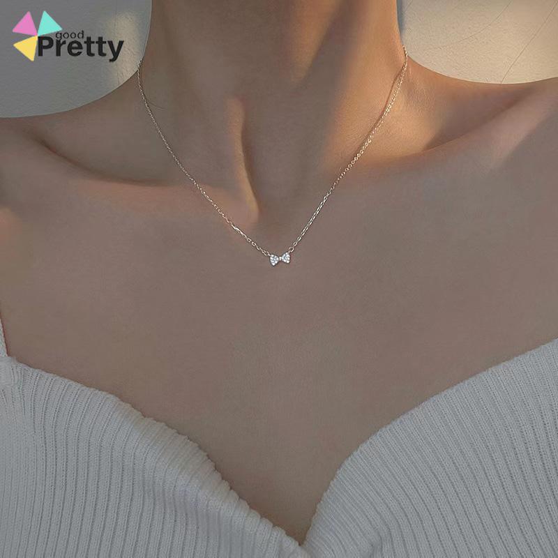 Kalung Bergaya Musim Panas Busur Tulang Selangka Rantai Wanita Fashion Sederhana Manis Liontin  - PD