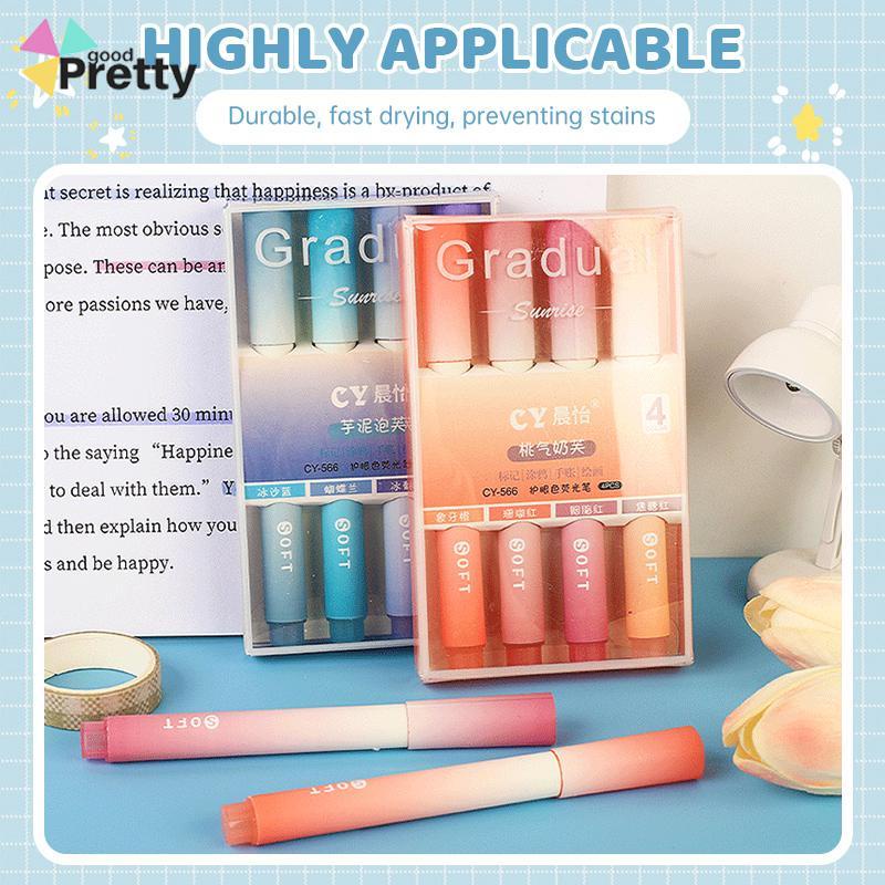 Morandi Eye Care Gradient Highlighter Student Highlight Marker Penanda Kepala Lembut Berkapasitas Besar - PD