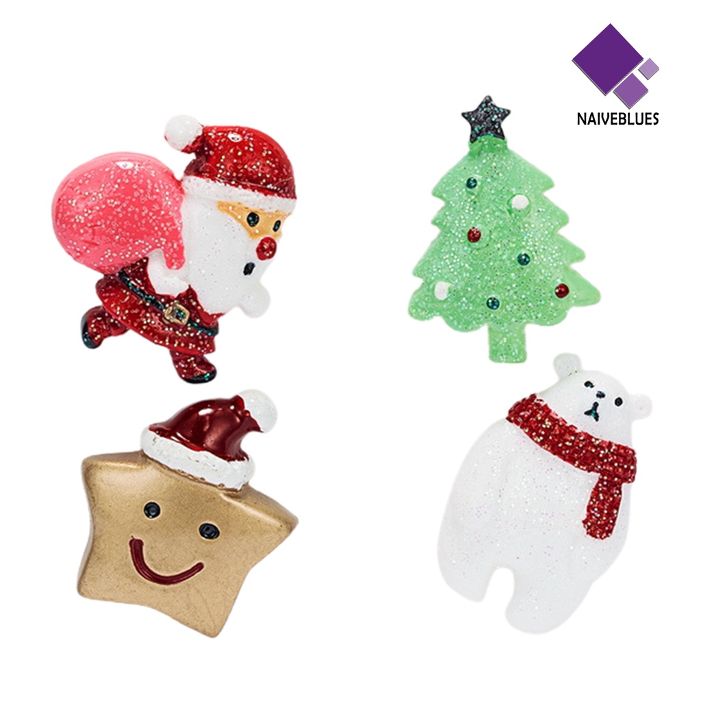 &lt; Naiveblues &gt; 3Pcs/Set Bros Natal Vintage Meriah Lucu Kartun Tidak Luntur Kartu Kertas Hias Claus Elk