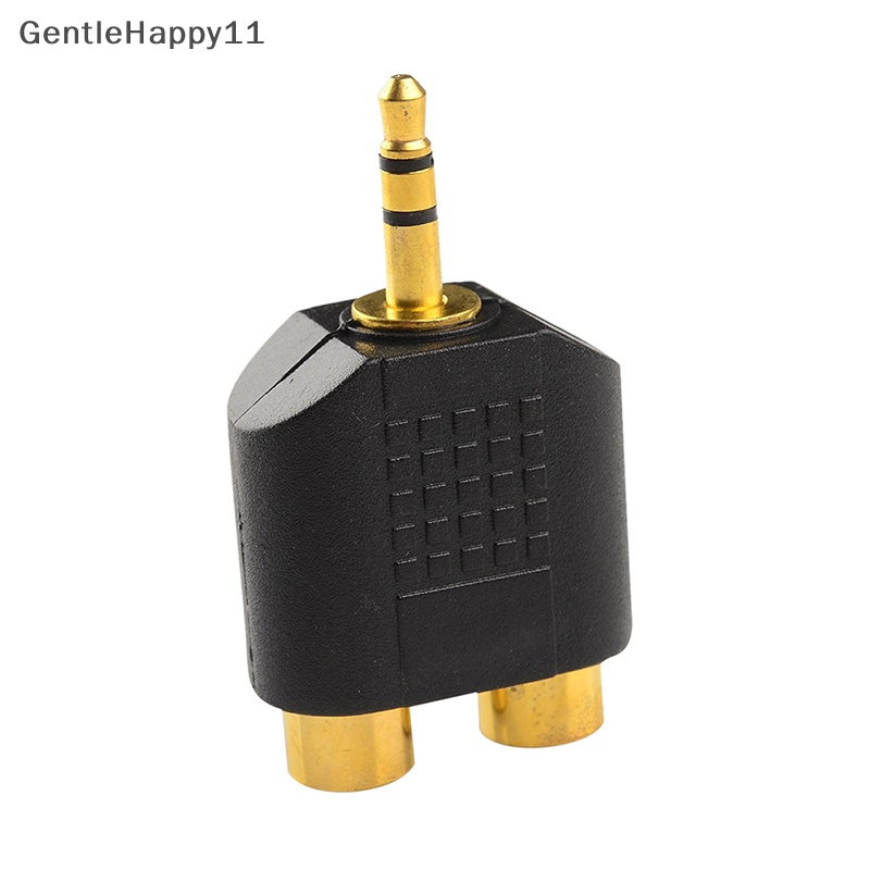 Gentlehappy 1pc Plug male Audio stereo Lapis Emas Ke 2jack RCA female Y Adaptor 3.5mm 1pc Plug male Audio stereo Lapis Emas Ke 2jack RCA female Adaptor Y 3.5mm Piring Emas 1pc