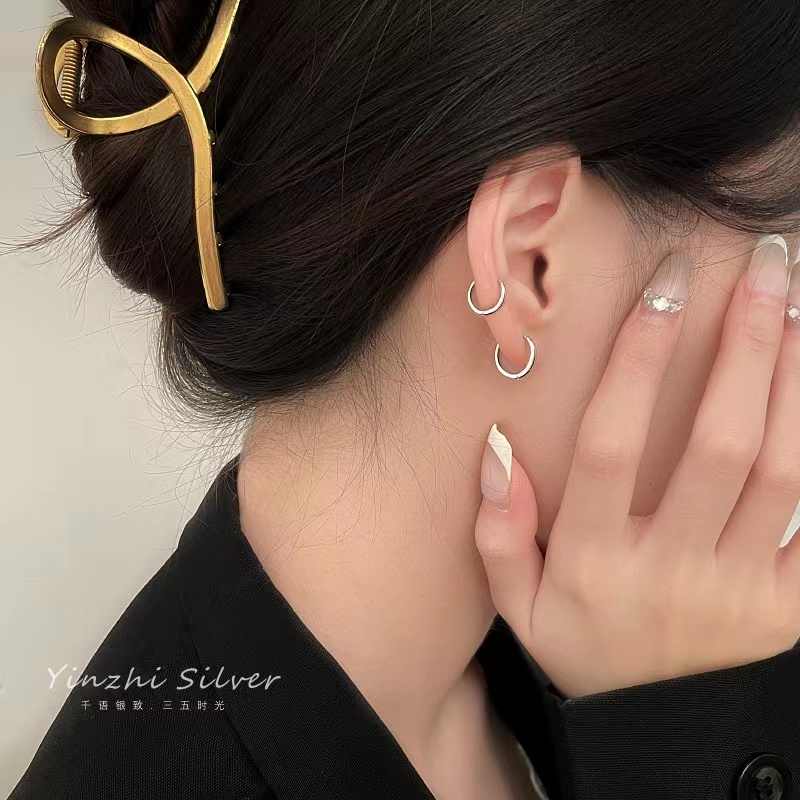 Anting Vegetarian Anting Perak Anting Telinga Wanita Ear Nail925 Silver Ear Bone Ring Canggih Sensing Ear Fank