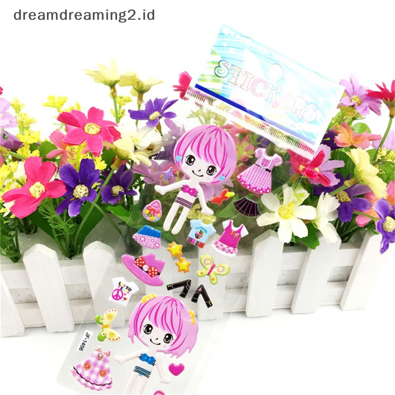 (drea) 5lembar 3D Puffy Bubble Stiker Mainan Dress up Anak Perempuan Baju Ganti Mainan Anak//
