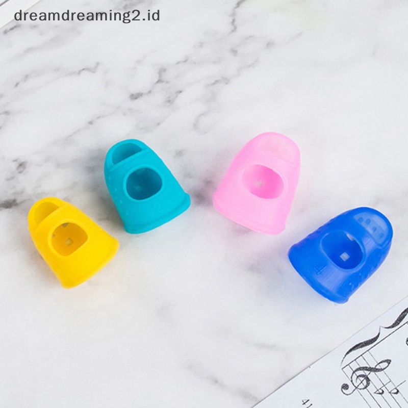 (drea) 5pcs Dipan Jari Bahan Silikon Untuk Bermain Gitar Protect Finger Cegah Nyeri Press//