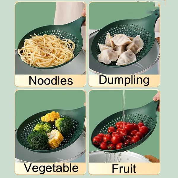 Plastik PP Rumah Tangga Tahan Suhu Tinggi Colander Besar/Dapur Gagang Panjang Non-slip Draining Spoon/Mie Telur Sayur Penyaring Sendok Alat Masak Dapur