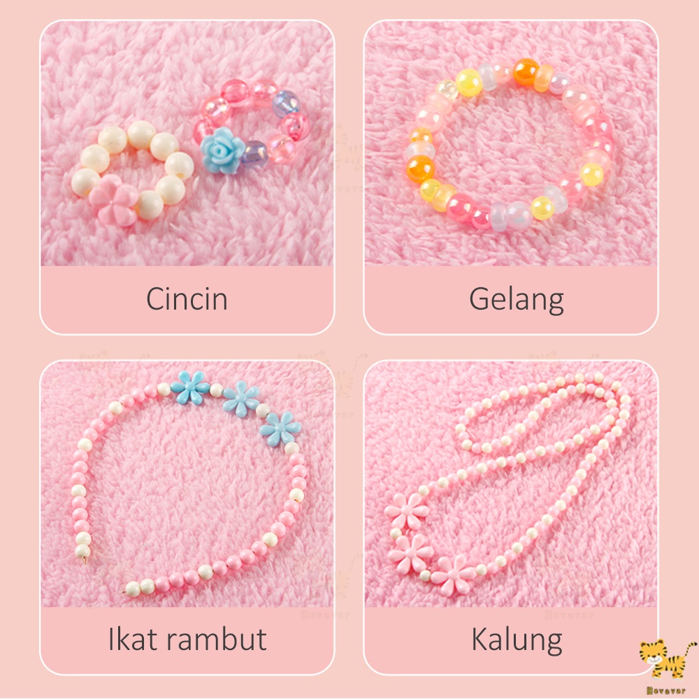 ID Bevavar Mainan Edukasi kreatifitas anak Meronce Gelang/big beaded set Kotak Manik Meronce/set DIY kalung/gelang/cincin anak