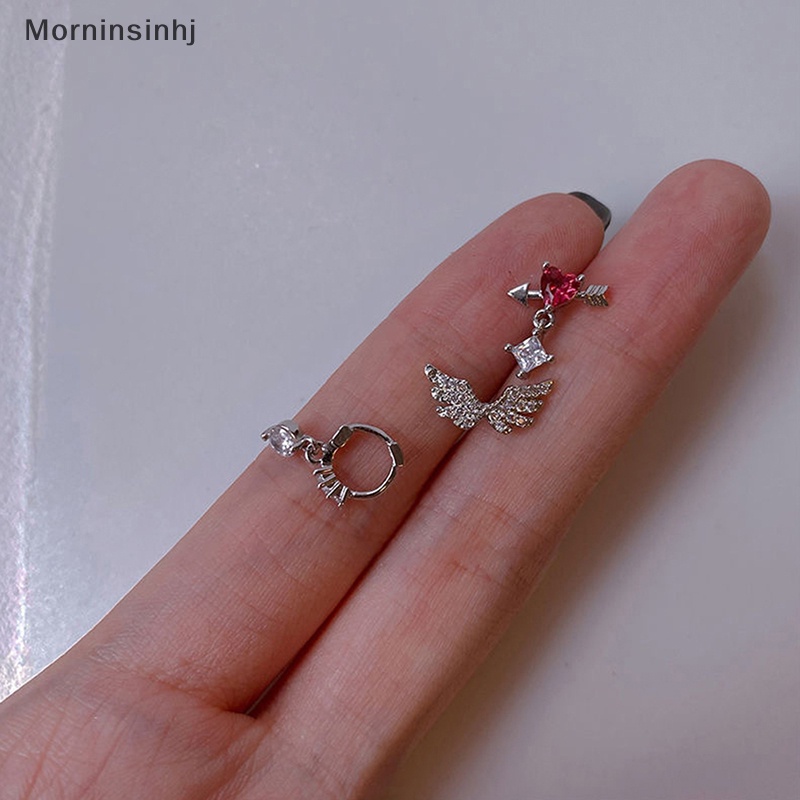 Mornin 1 Pcs Lucu Manis Sayap Merah Muda Hati Zirkonia Stud Anting Untuk Wanita Perempuan Anti Karat Helix Tulang Rawan Telinga Anting Perhiasan id