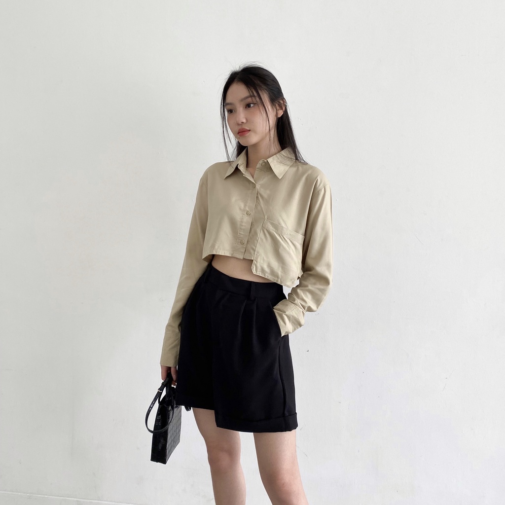 Beige Studio - Erin Shirt / Kemeja Crop Lengan Panjang Wanita