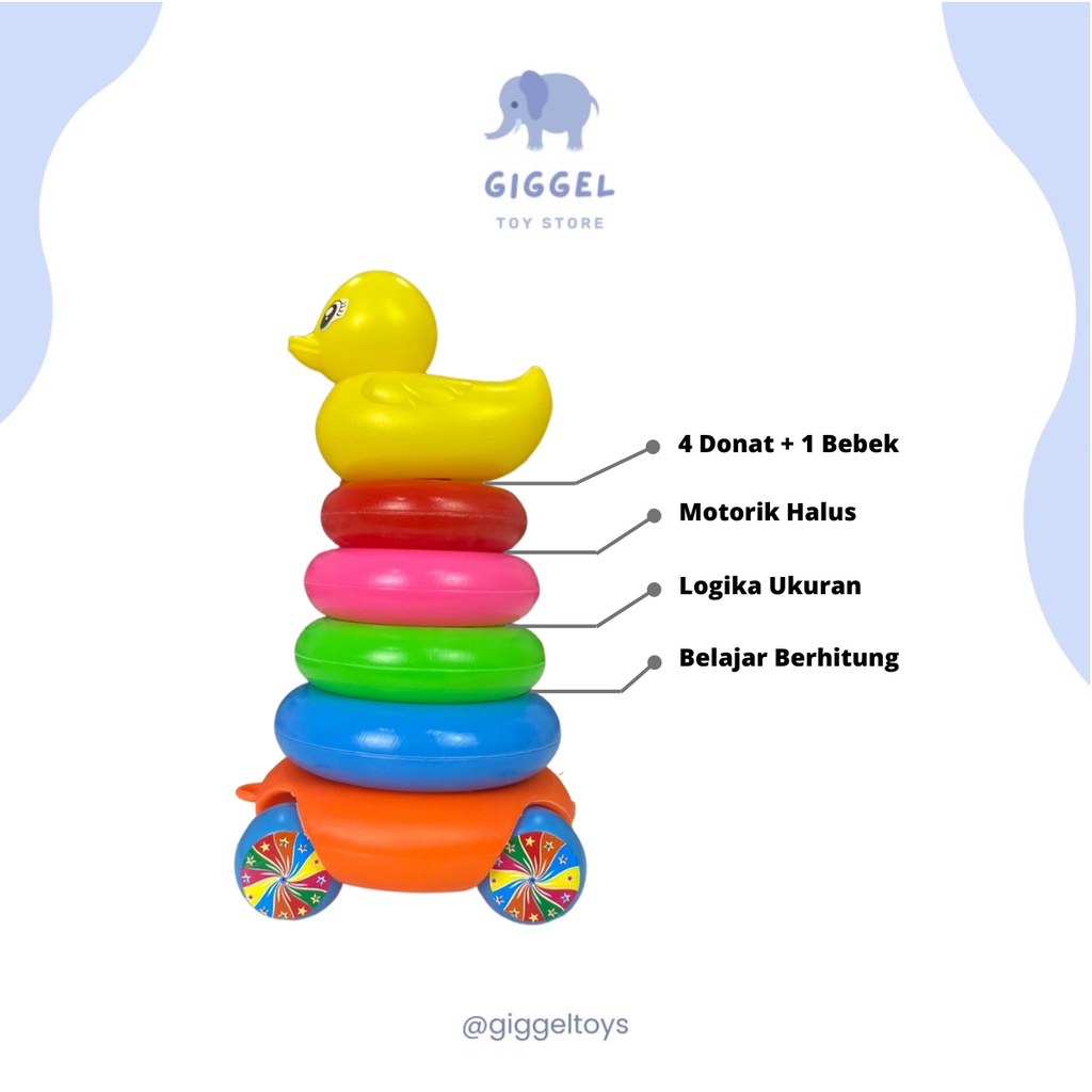 [ Giggel ] Ring On The Wheels  / Ring Donat Susun Plus Bebek / Ring Donat