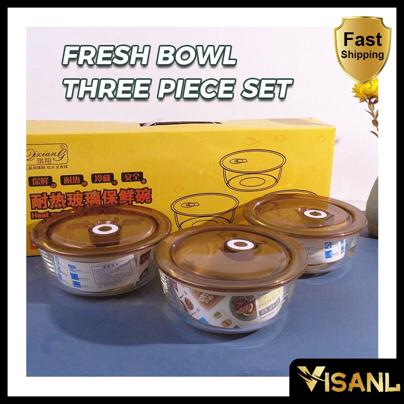 Mangkok Kaca Susun Beranak Bahan Tebal / Glass Bowl Set Isi 1/2/3 Pcs