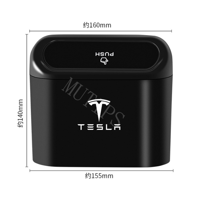 Tesla Tempat Sampah Mini Portable Mobil Gantung Tutup Flip Dustbin Back Seat Waterproof ABS Storage Box Organizer Untuk Model3 Y S X