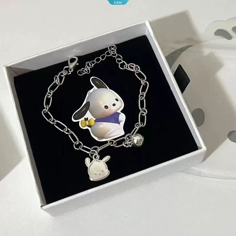 Kawaii Sanrio Pochacco Kalung Bell Gelang Siswa Teman Manis Hadiah Gadis Jantung Hiasan Handwear Ins Desain Tangan String Gadis Hadiah Natal [ZK]