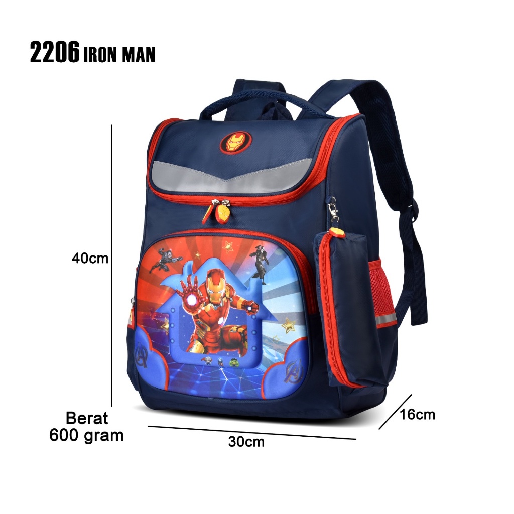 (RF) Tas Anak Ransel Sekolah SD Karakter Tas Sekolah Cowok Ransel Anak Laki Laki Cartoon 2206 Motif Batman,Captain America,Iron Man,Spiderman,Superman,Ultraman