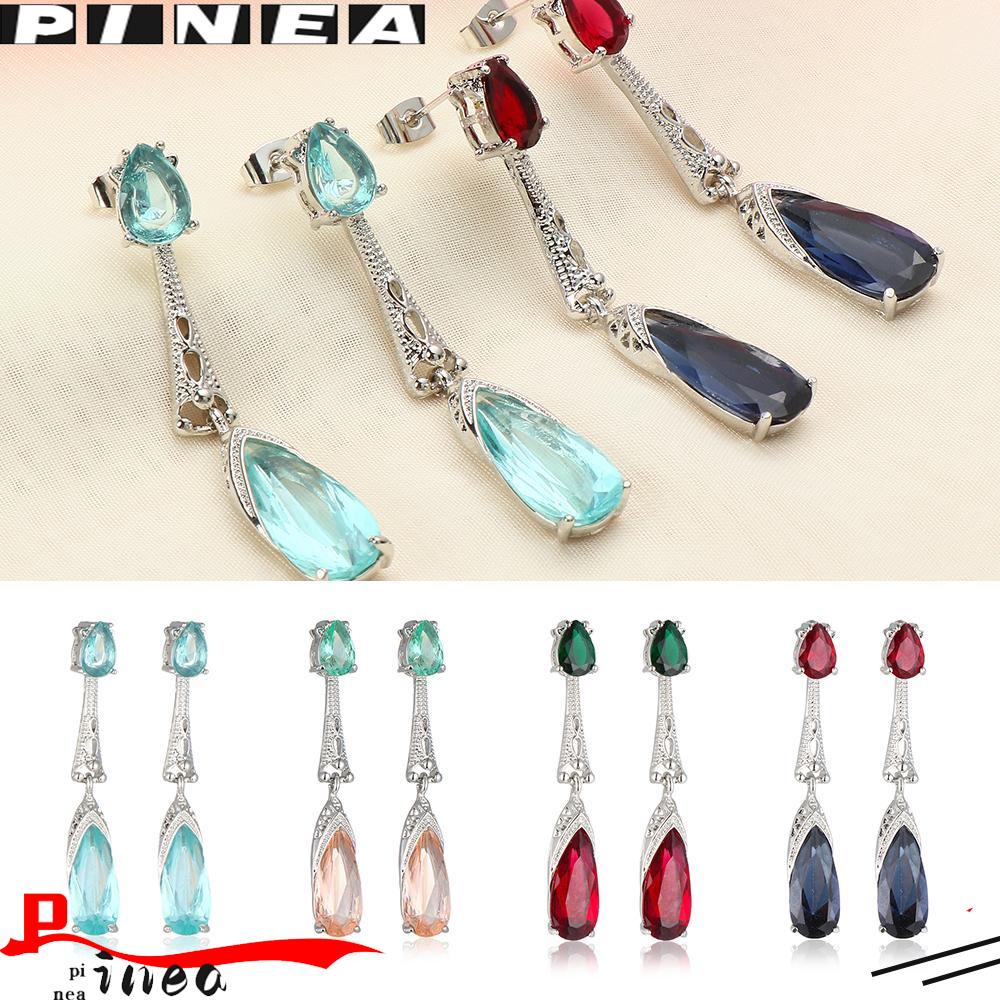 Anting Tetes Nanas Wanita Gadis Bling Perhiasan Pernikahan Aquamarine