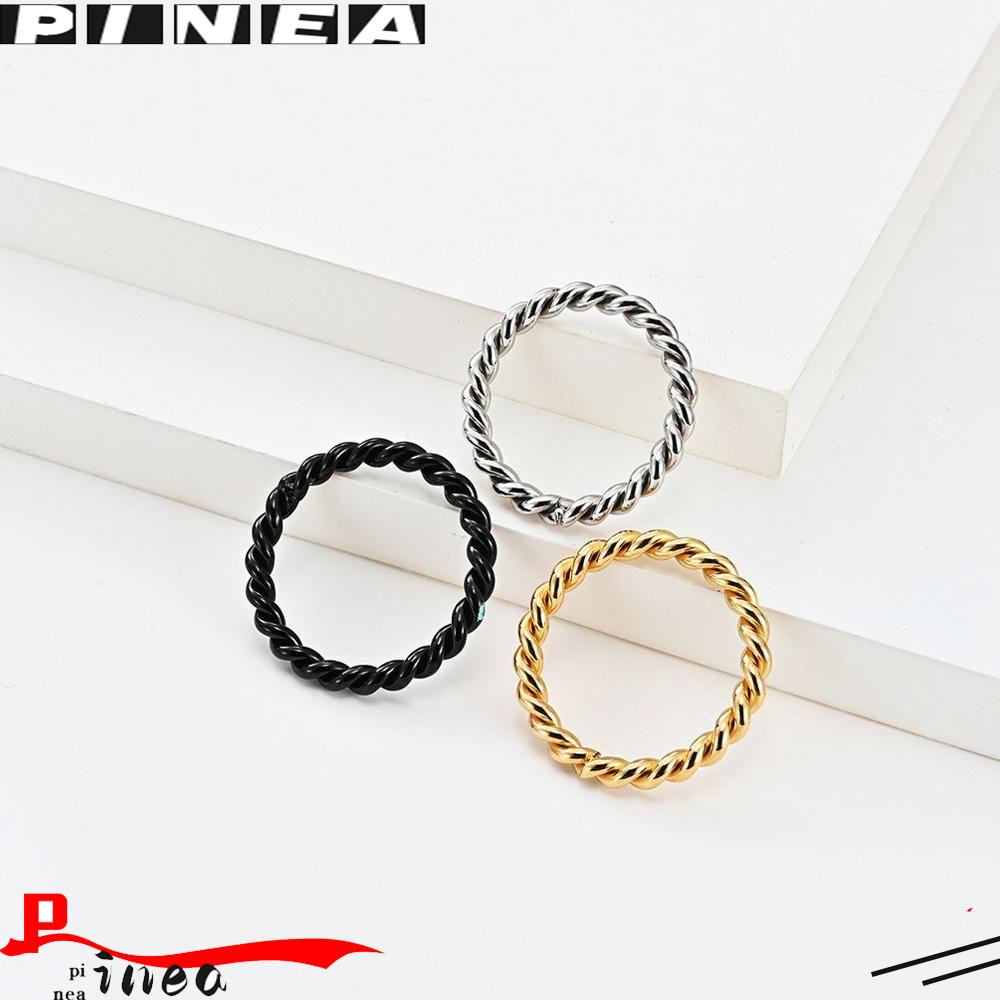Nanas Spiral Memutar Cincin Aksesoris Fashion Pria Wanita Minimalis Biker Punk Band Ring Gothic Hip Hop Bentuk Dikepang