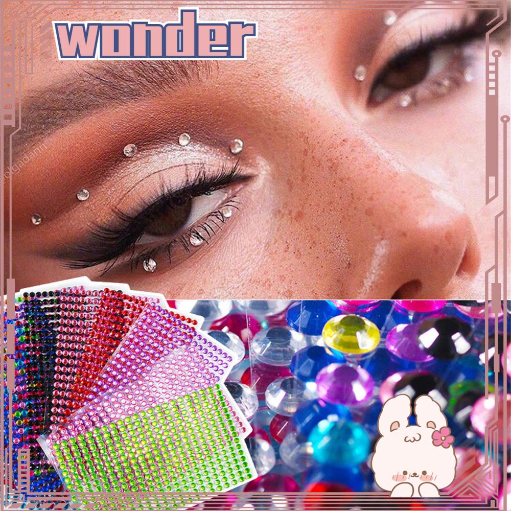 Wonder 504 Pcs/Lembar Rhinestones Stiker Alis Baru Perekat Diri Kuku Decals