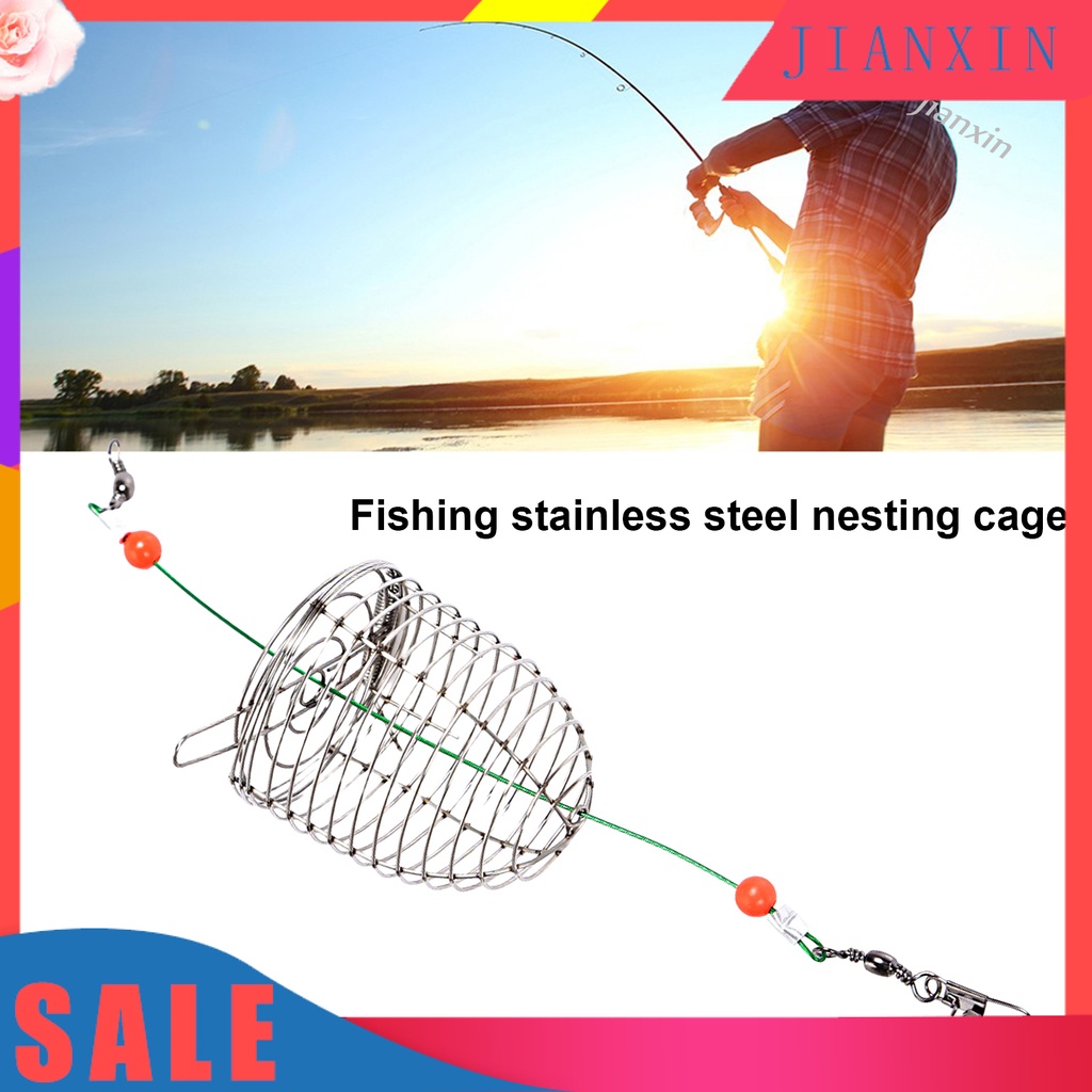 [Jianxin] fishing Umpan Kandang Reusable Compact Size Tahan Karat Tahan Aus Dengan Musim Semi Meningkatkan Tingkat Memancing Stainless Steel Angling Lure Feeder Carp Fishing Tackle Cage Outdoor Fishing