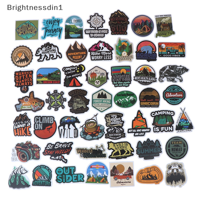 [Brightnessdin1] 50pcs Camping Landscape Stiker Outdoor Adventure Koper Laptop Gitar Stiker Butik