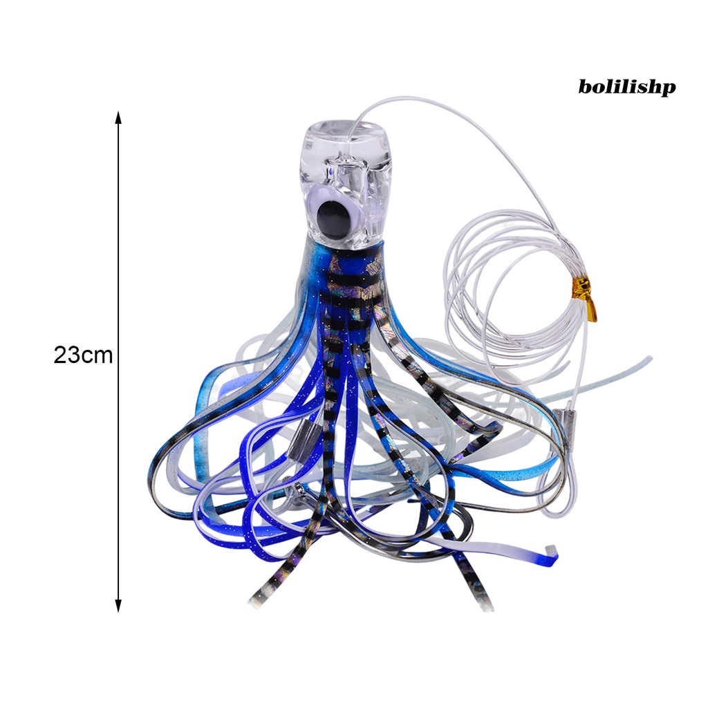 Bo-23cm/96g Umpan Pancing Simulasi Warna Terang Kait Tajam Mata Hidup Multi-Warna Perahu Laut Troli Gurita Lembut Cumi Rok Umpan Perlengkapan Memancing