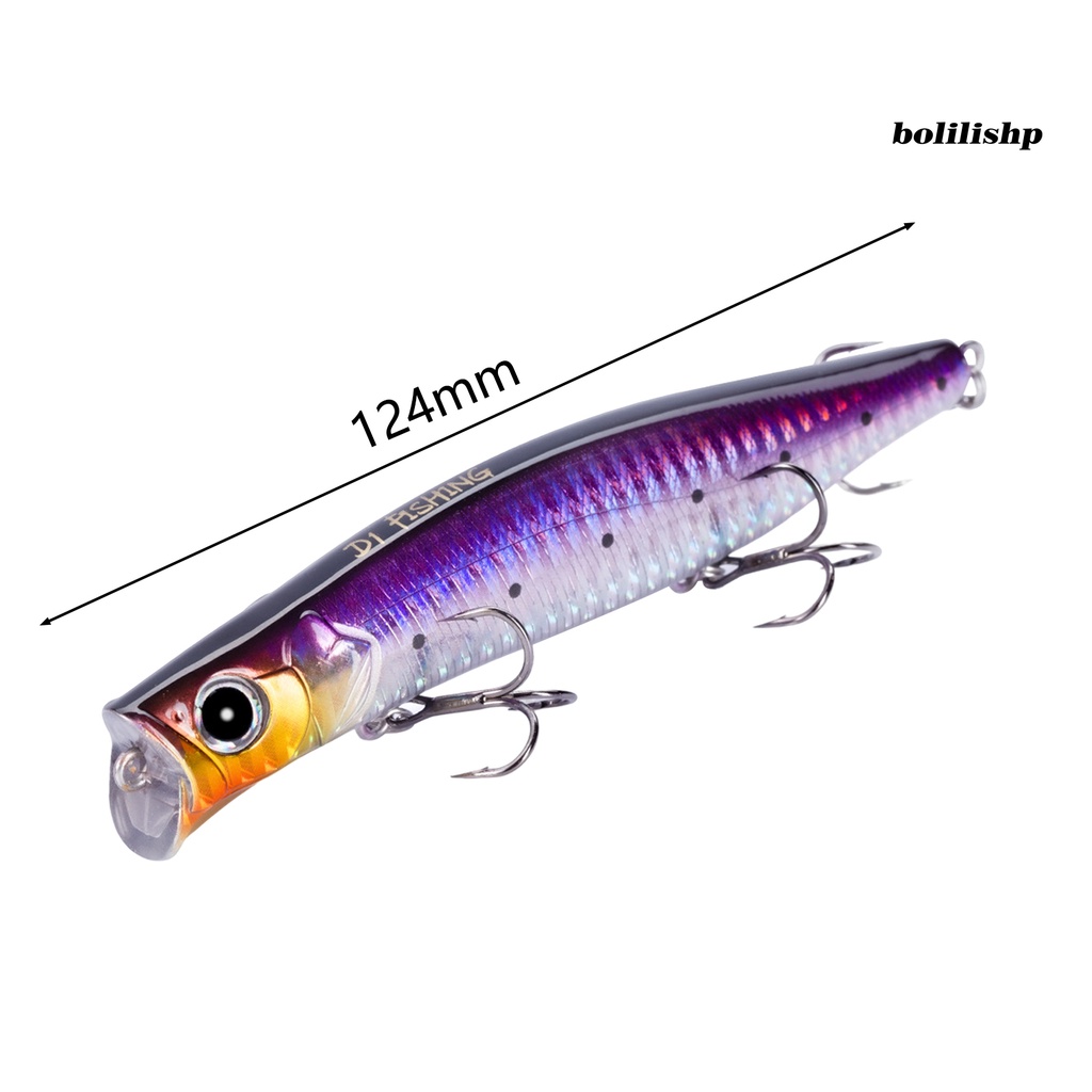 Bo- Umpan Palsu Water Popper Lure 3D Mata Ikan Laut Umpan Pancing Berputar Air Asin Wobblers Sea Bass Bait Fishing Tackle