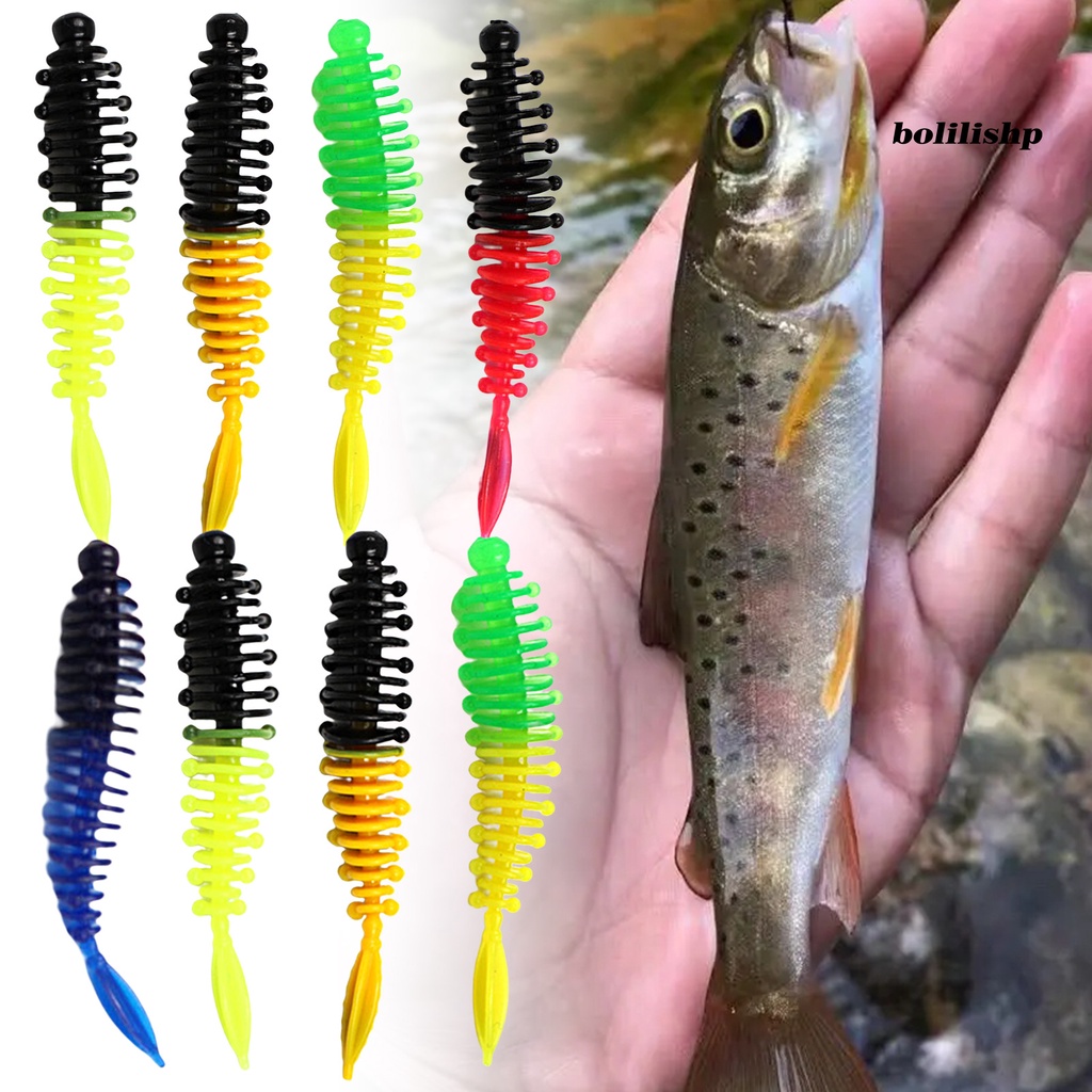 Bo-8pcs/set 5.5cm/1.3g Umpan Pancing Simulasi Warna Terang Fleksibel Hidup Reusable Fish Attraction Universal Soft PVC Trout Fishing Artificial Cacing Swimbait Fishing Gear