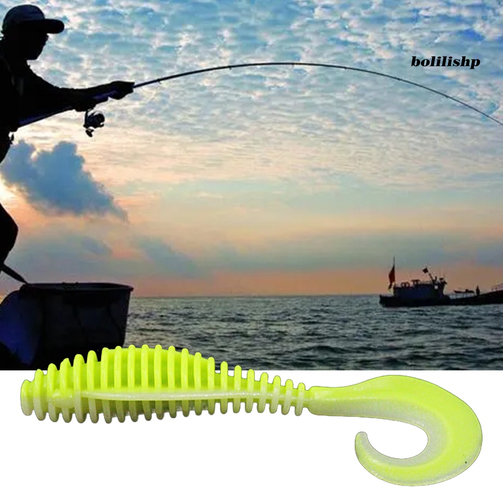 Bo-6pcs 8cm/10.5cm Desain Simulasi Umpan Pancing Fleksibel Tahan Aus Warna Cerah Reusable Fish Attraction Universal Curled Tail Artificial Soft Worm Bait Perlengkapan Memancing