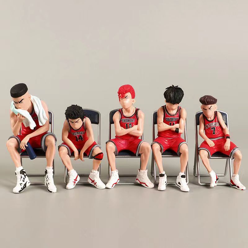 5pcs/set Slam Postur Duduk Action Figure Anime Basket Karakter Akagi Takenori Kaede Rukawa Sakuragi Hanamichi Model Mainan Collections