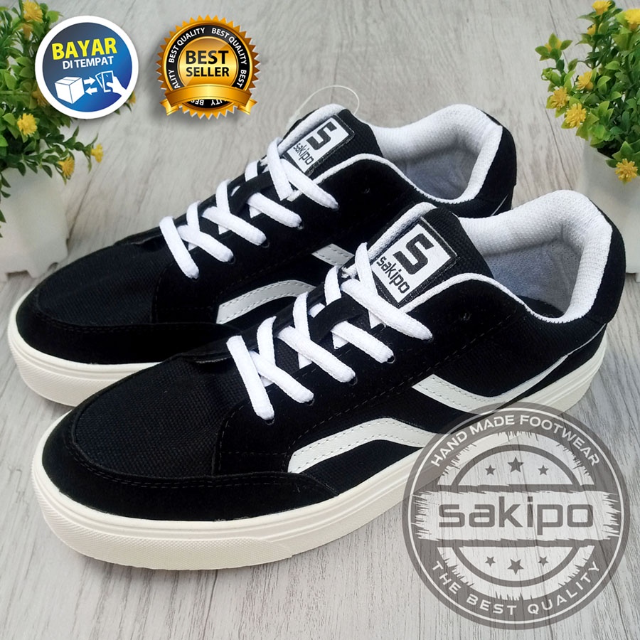 PROMO 6.6 !!  SEPATU DISTRO REMAJA KARET HITAM PUTIH / SNEAKERS REMAJA PRIA SOL KARET LENTUR / SNEAKERS SKATEBOARD PRIA / SEPATU REMAJA GAUL HANGOUT / SEPATU SEKOLAH SMA KULIAH / SEPATU KASUAL SANTAI / SEPATU ORIGINAL / SAKIPO