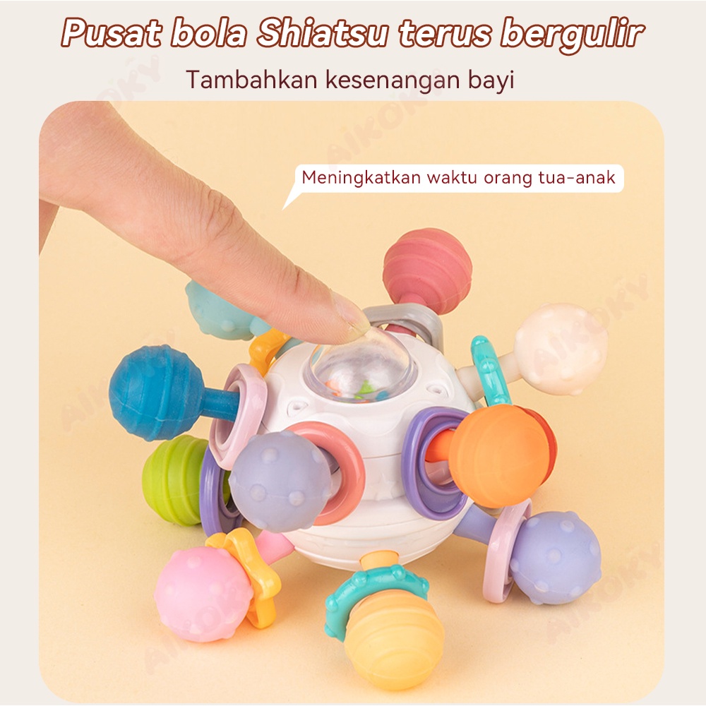 Aikoky Teether Bayi Manhattan Atomic Ball Mainan Rattle Bayi Kerincingan Bayi Genggam