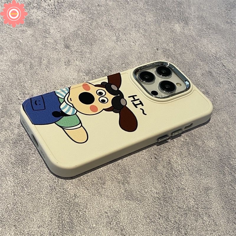 IPHONE 3d Mainan Anjing Lucu Plating Metal Frame Case Kompatibel Untuk Iphone7 8 Plus XR 11 12 14 13 Pro MAX 7plus X 8plus XS MAX Kartun Wallace Dan Gromit Electroplate Soft Cover