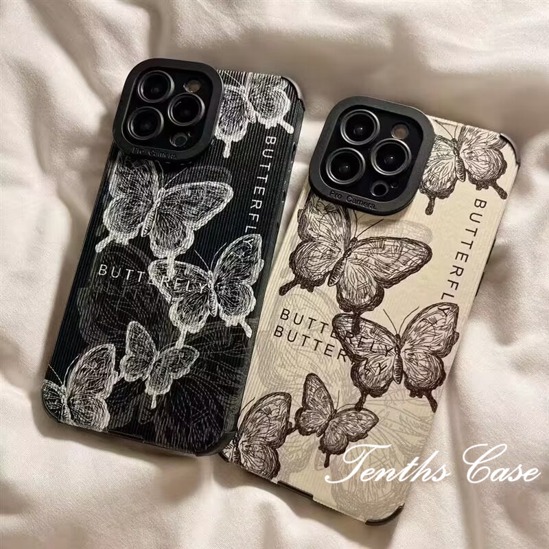 IPHONE Kompatibel Untuk Iphone14 13 12 11 Pro Max X XR Xs Max7 8 6 6s Plus SE 2020 2023 Gaya Pasangan Motif Kupu-Kupu Casing Ponsel Penutup Belakang