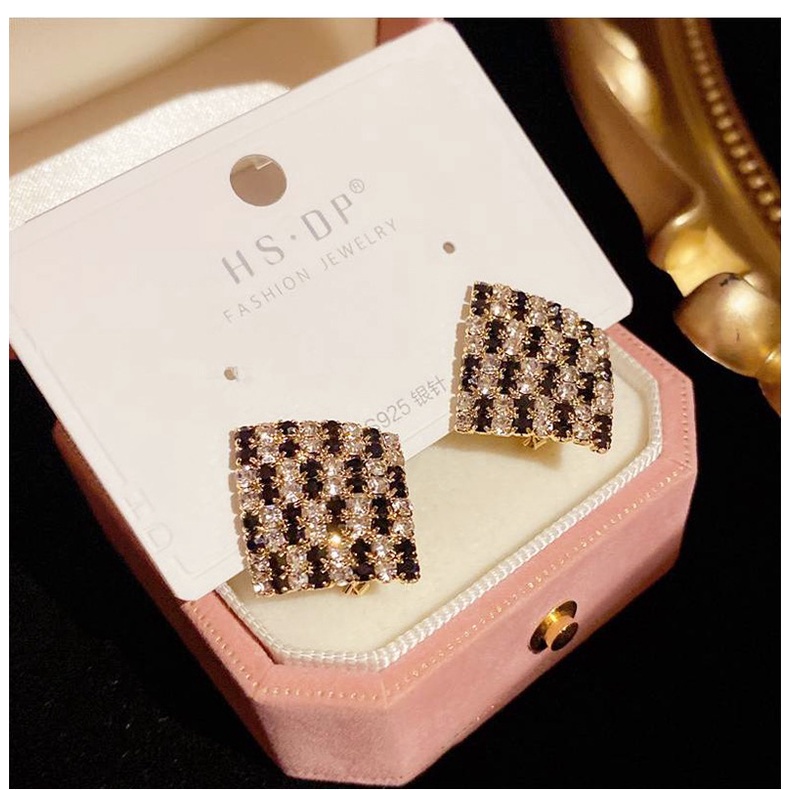 Anting Berlian Berlian Geometris Gaya Baru Influencer Classy All-Match Anting Jarum Perak925 Super Kedip