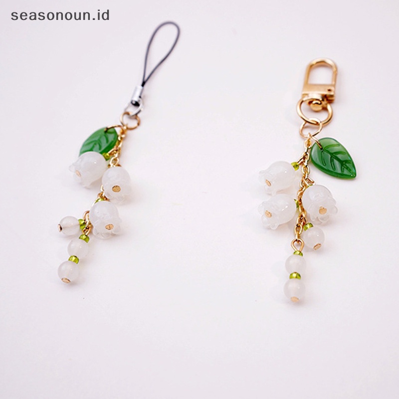 Seasonoun Lily Of the Valley Mobile Phone Lanyard Key Chain Pendant Rantai Ponsel.
