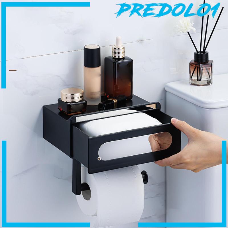 [Predolo1] Tempat Kertas Toilet Tempel Dinding Dispenser Roll Kertas Toilet Multifungsi