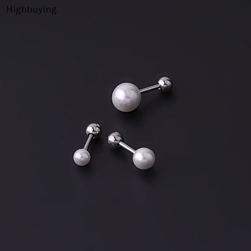 Hbid 1pcs Anting Tusuk Mutiara Baja Titanium Untuk Wanita Telinga Tulang Kuku Tulang Rawan Anting Spiral Stud Earrings Tubuh Perhiasan Hadiah Glory