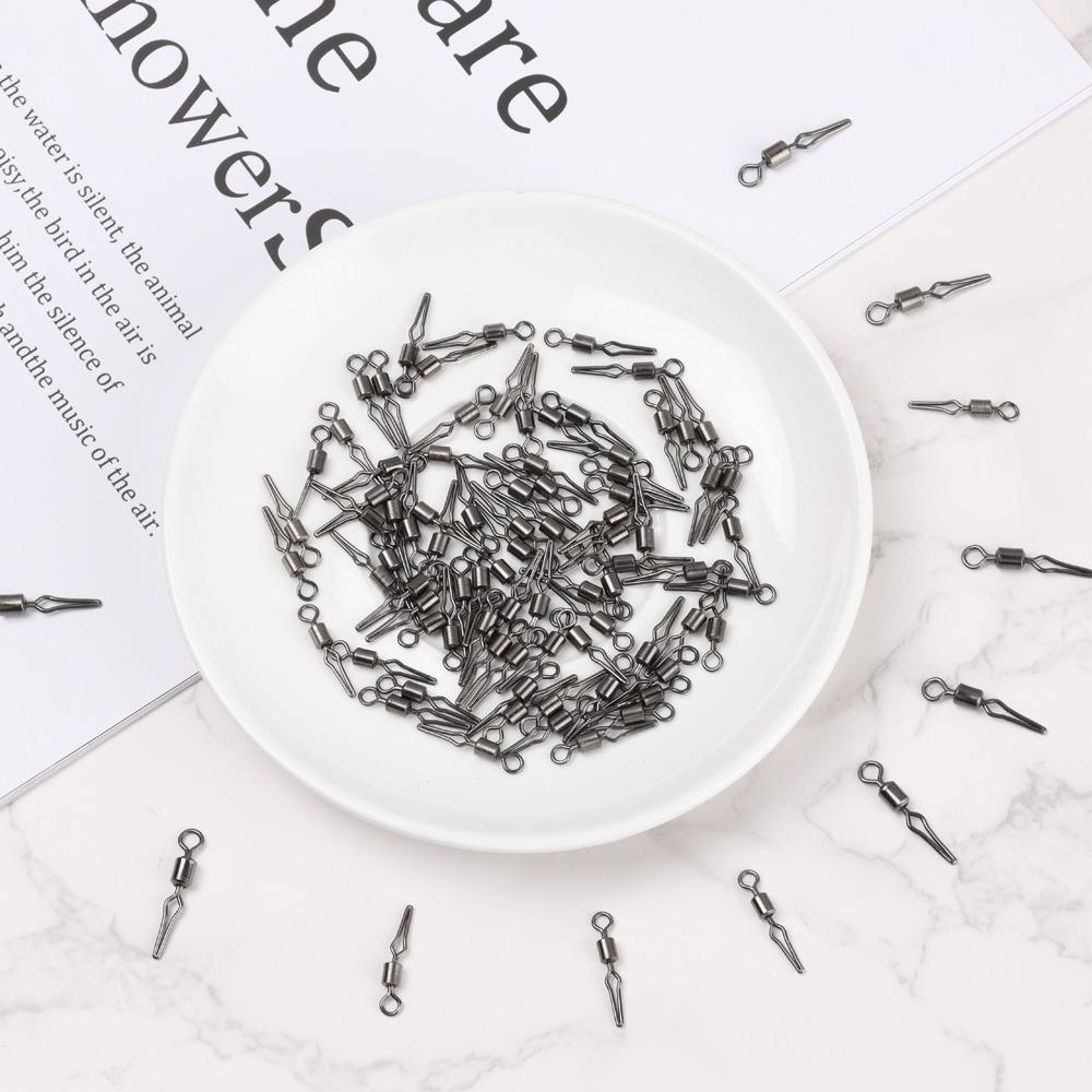 Agustina Putar Dengan Klip Garis Samping 100pcs Alat Pancing Gaya Amerika Sub Penjepit Dengan Snap Fishing Tackle Rotating Swivel Penjepit Amis