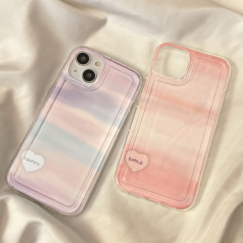 IPHONE Casing Ponsel Warna Gradasi Kompatibel Untuk Iphone7Plus8Plus6Plus11 14 13 12 Pro MAX XR X XS MAX SE Airbag Shockproof Cover