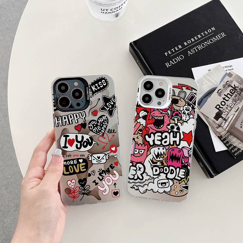 Creative Cartoon Love Word Soft Case HP iP iPhone 14 13 12 Pro Max 11 Matte FTD Casing Apple