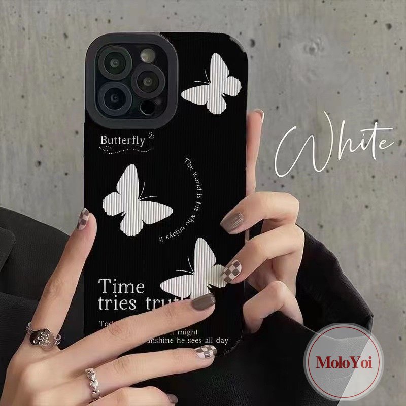 Casing Tekstur Kulit Mewah Kompatibel Untuk IPhone XR XS X Max 11 Pro Max 7Plus 11 12 13 14 Pro Max8 7 Plus Shockproof Soft Tpu Retro Fantasy Butterfly Phone Cover