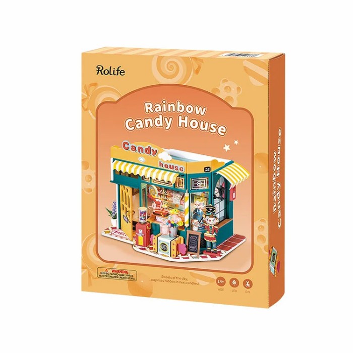 ROLIFE Robotime Rainbow Candy House DG158 DIY Dollhouse Miniatures Kit Perfect Gift For Your Love One