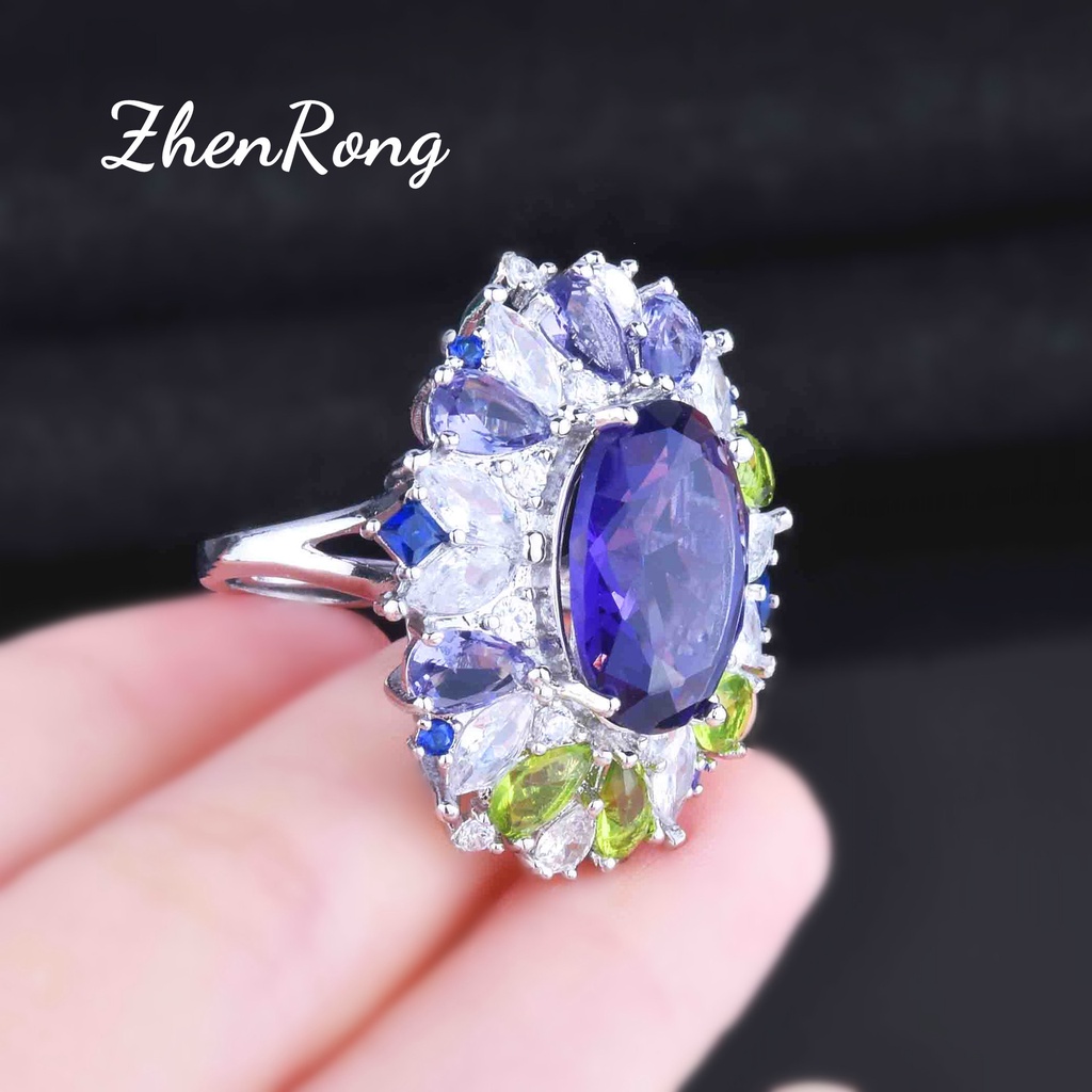 Goldkingdom Aksesoris Perhiasan Fashion Ready Stock Taman Mimpi Set Berlian Ungu Liontin Cincin Anting Zirkon Kalung