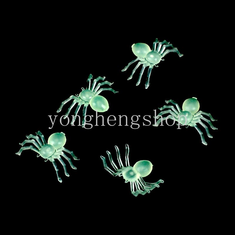 100 Pcs/set Plastik Hitam Mini Spider Lucu Prank Pesta Dekorasi Festival Perlengkapan Prop Bercahaya Spider DIY Halloween Dekorasi Mainan Anak