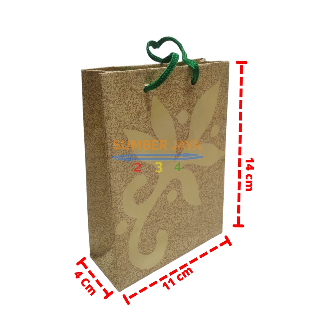 Paperbag Kecil Motif Ukuran 14 x 11 x 4 cm Tahan Air dan Minyak - CREAM