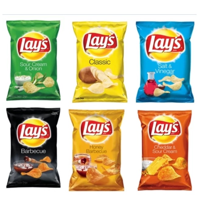 

DLP12- Snack Lays Potato Chips USA BBQ Salt Cheddar Sour Cream 6.5oz - BBq