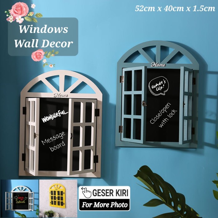 Terlaris Jendela Kayu Dekorasi Hiasan Gantungan Dinding Vintage Windows Wall Decoration Message