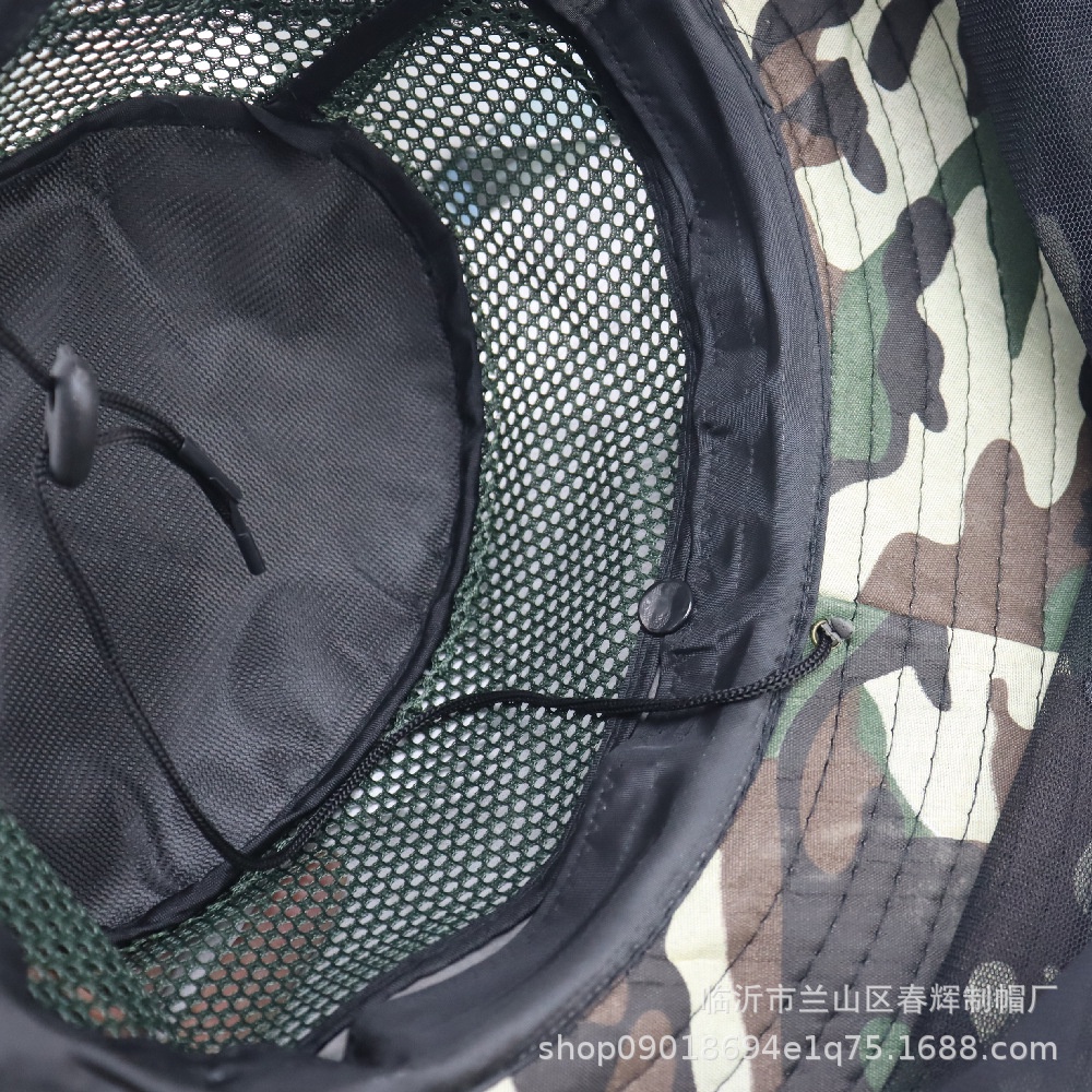 Musim Panas Kamuflase Kerai outdoor Serangga Bukti mesh Masker mesh top Bernapas fisherman hat