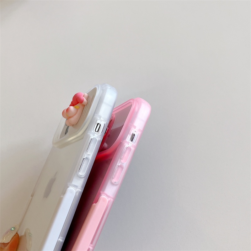 IPHONE Casing Ponsel Jendela Sliding PP Kartun Cocok Untuk Iphone14 13 12 11 Pro X XS Max XR 14Plus Full Set Dari Soft Case Bracket Transparan